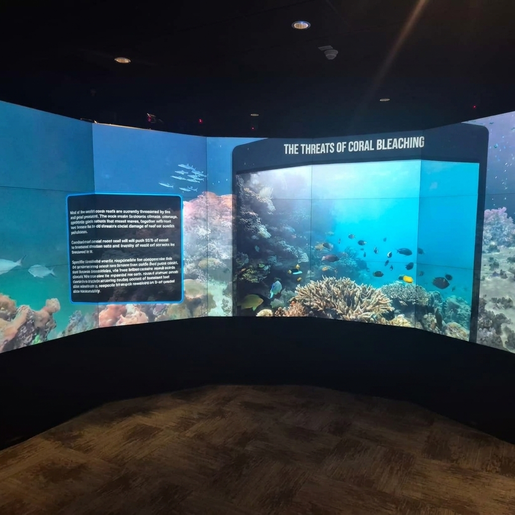 Platform coral-reef environment shown immersively on the CUBES / CAVE wall
